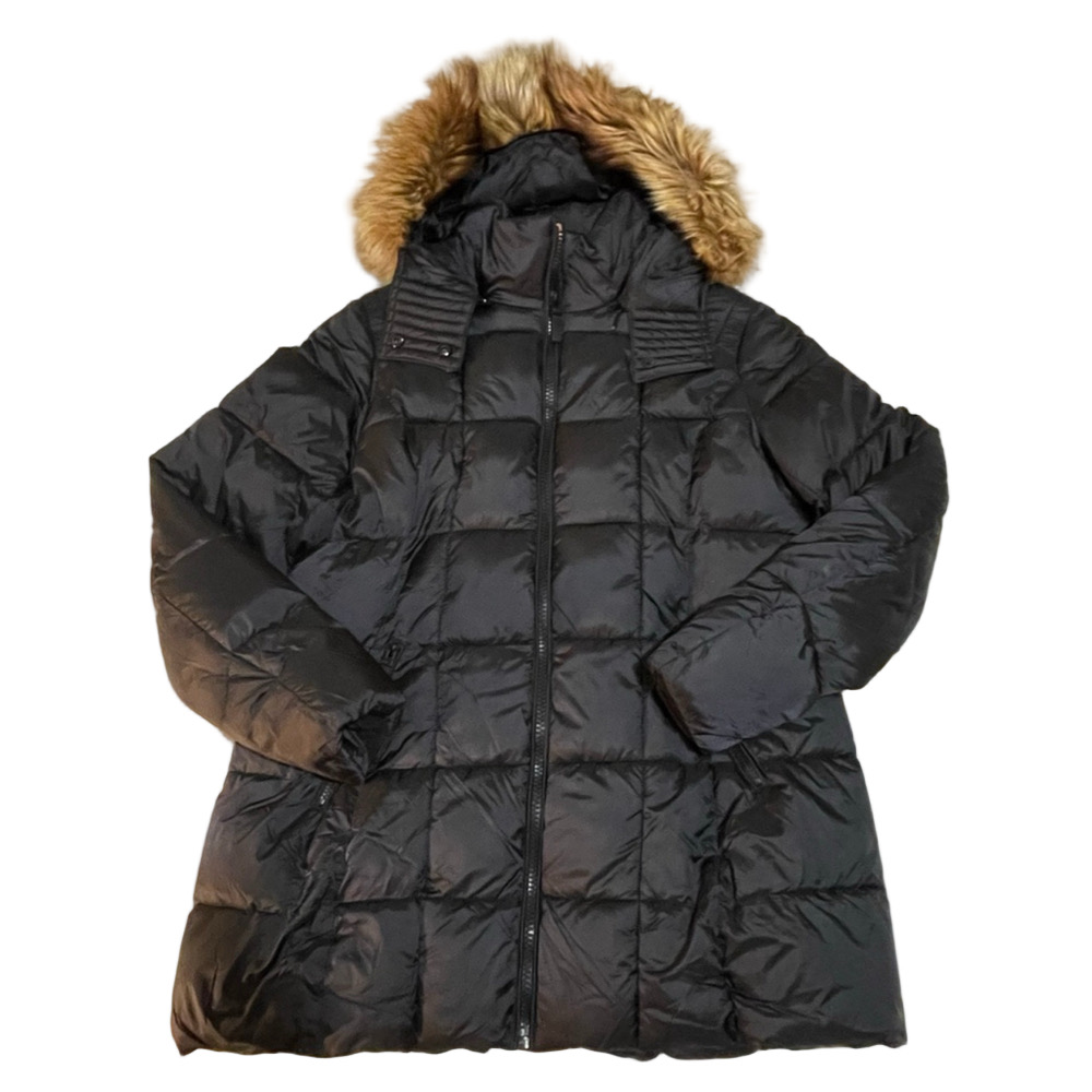 Women's MARC NEW YORK Black Puffer Jacket with Faux Fur Hood XL